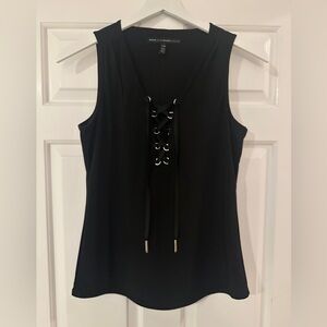 White House Black Market Black Lace-Up Tank Top